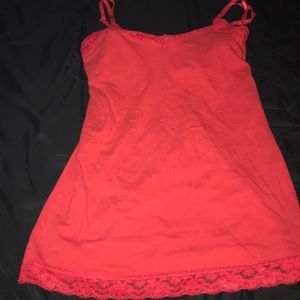Red lace tank top